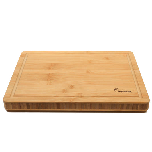 Organicook Luxury Large Wooden Chopping Board - Non-Slip Feet, Bamboo Chopping Board, Wood Cutting Board, Butchers Block, Easy Clean, Thick 40x30x3cm, Fair Trade